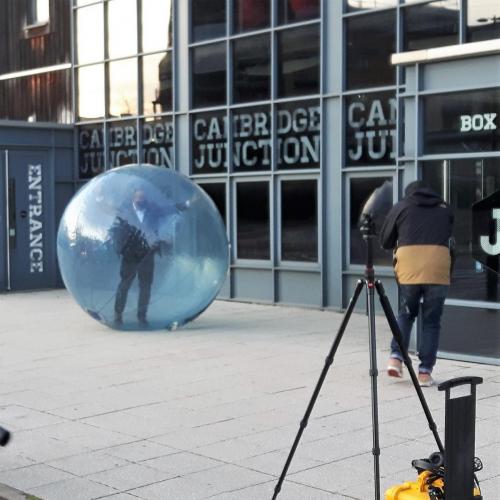 Raymondo in a Zorb Ball, in my own bubble during lockdown.